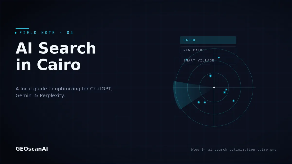 Cairo cityscape with AI search engine interface overlay — AI search optimization guide for local businesses